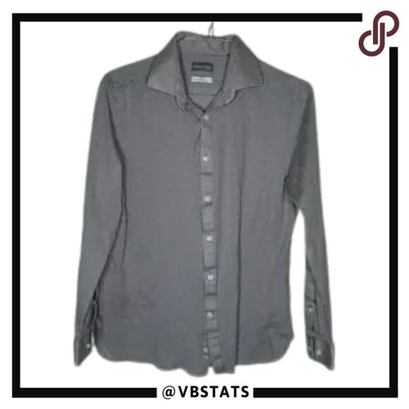 Michael Kors Gray and White Striped Long Sleeve Dress Shirt in Size 16 - 32/33 - Picture 1 of 7